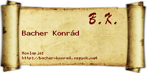Bacher Konrád névjegykártya